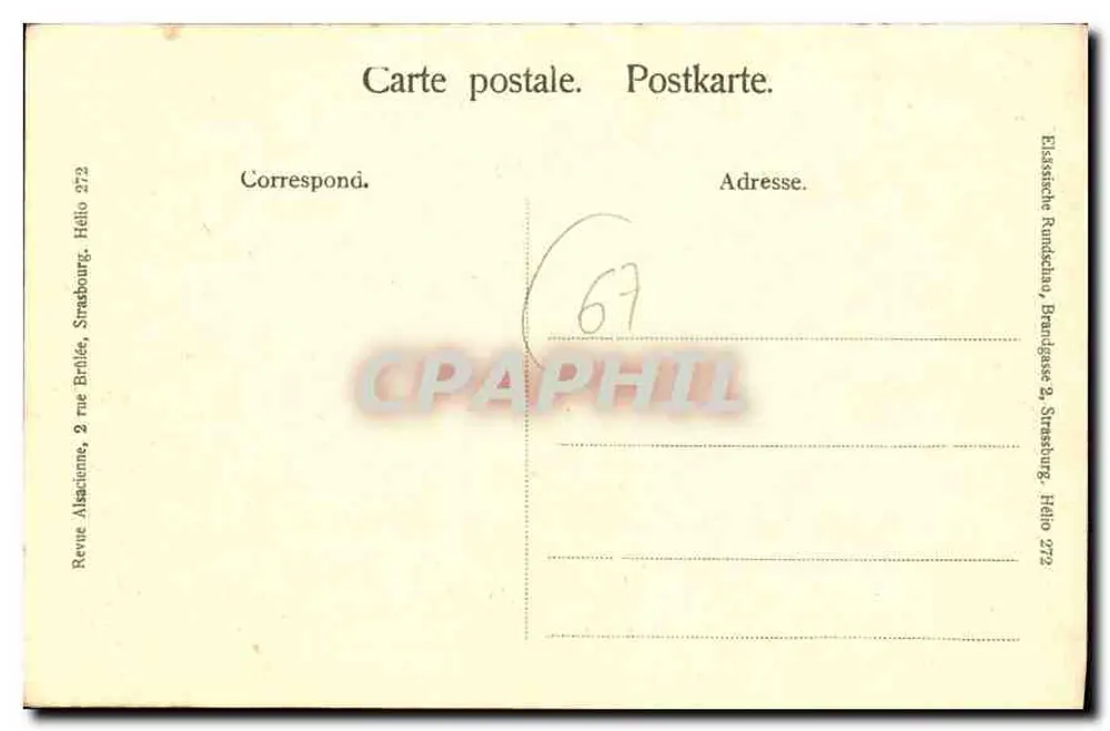 Estrasburgo: Porta do Hospital — editor Revue Alsacienne, n° 272 - Verso