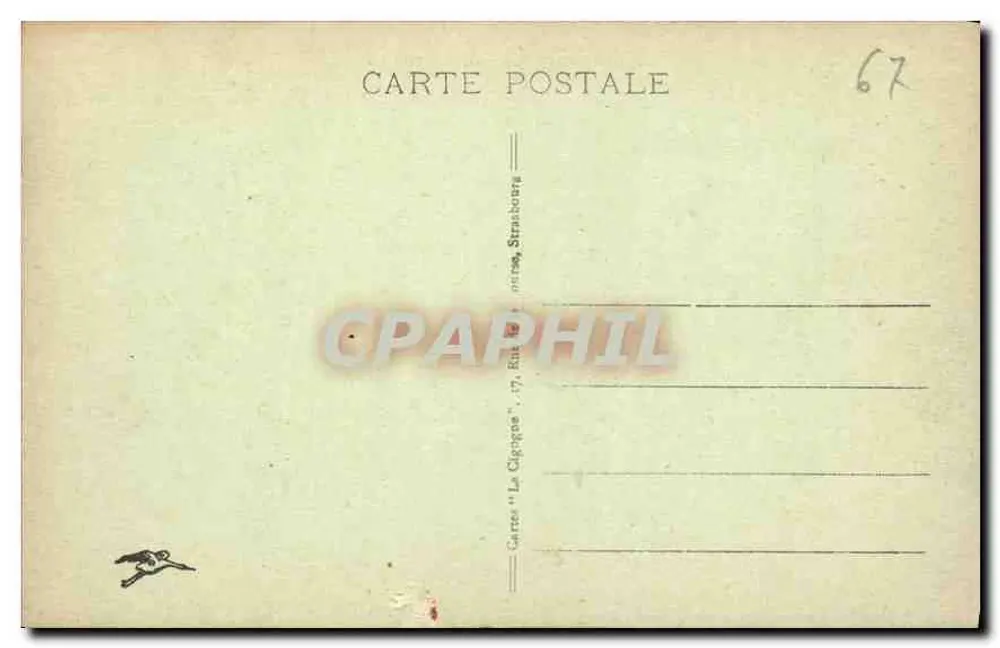 Strasbourg - Place Kleber — visão da praça com monumento central e edifícios históricos — Cartes 'La Cigogne', 17, Rue de la République - Verso
