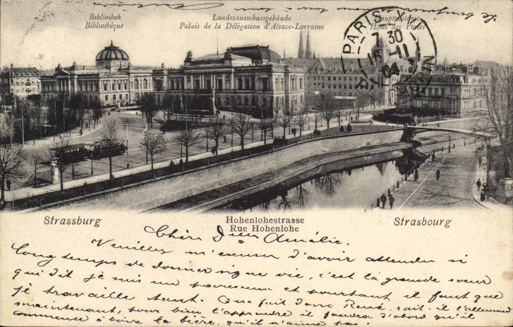 Estrasburgo — Biblioteca e Palácio da Delegação da Alsácia-Lorena — editor desconhecido, n° de série 15 - Frente