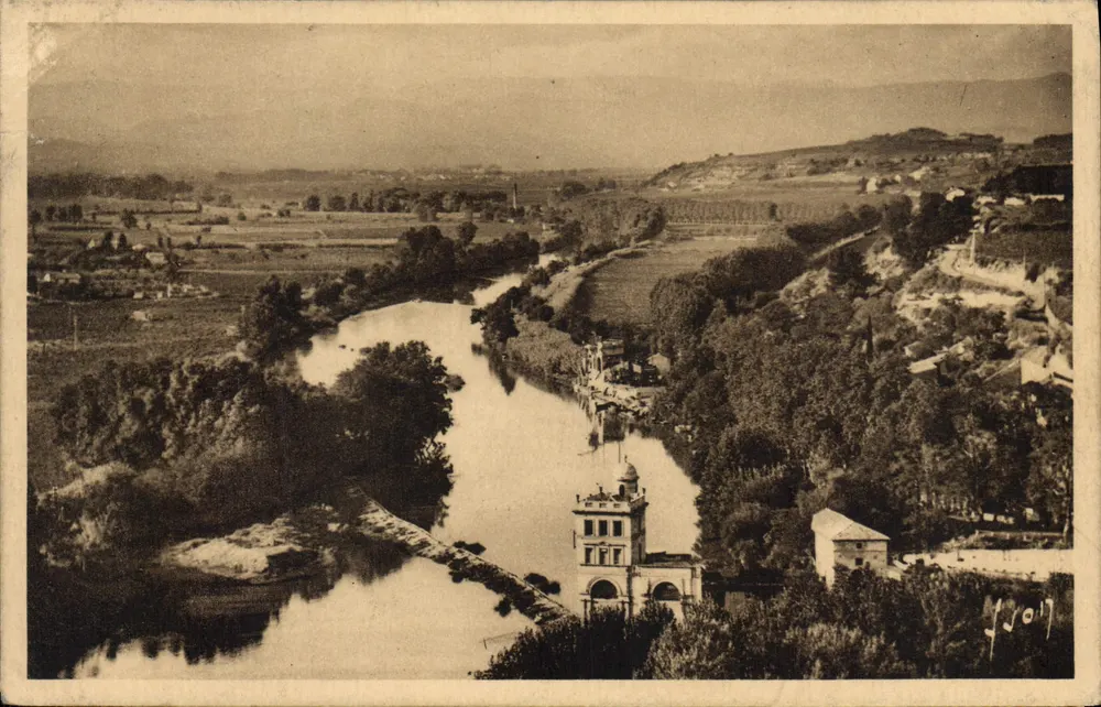La Vallée de l'Orb — vue panoramique avec édifice à dôme — Les Éditions d'Art Marlet, série I - Frente
