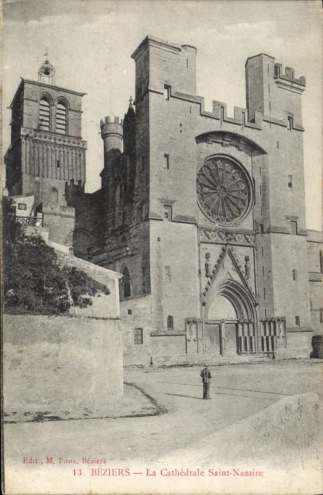Béziers — Die Kathedrale Saint-Nazaire — Edit. M. Pons, Béziers, n°13 - Vorderseite