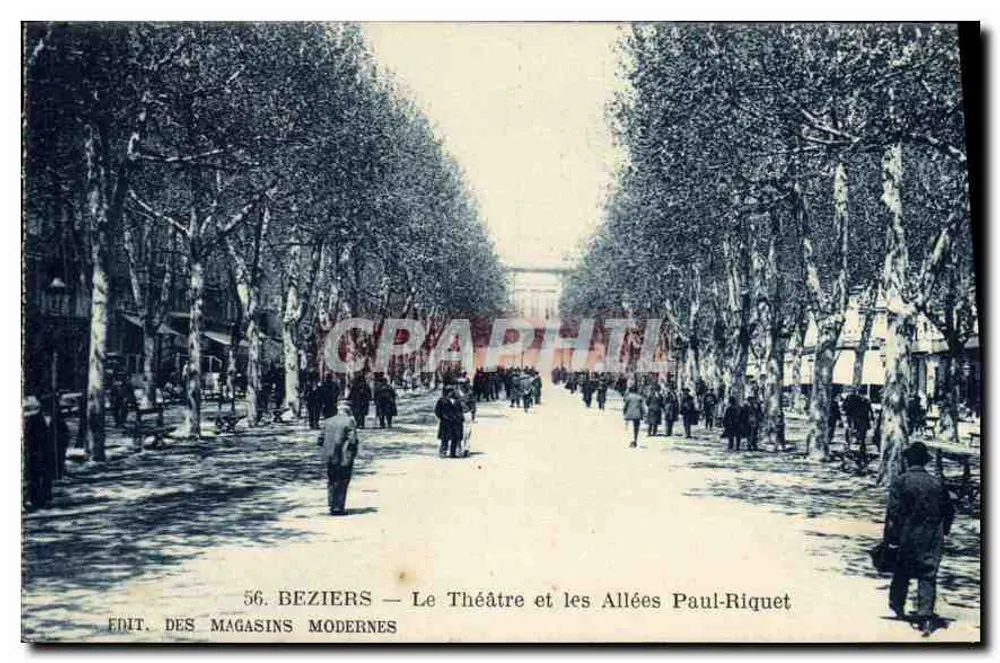 Beziers — Das Theater und die Paul-Riquet-Alleen — Edit. Des Magasins Modernes - Vorderseite