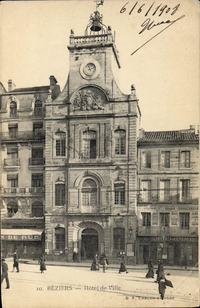 BÉZIERS — Hôtel de Ville — éditeur B. F. CHALON-SAÔNE - Recto