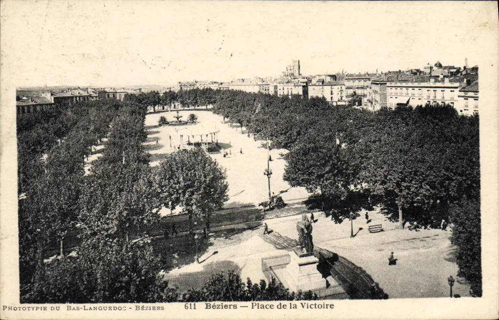 Béziers — Place de la Victoire — Fototipia do Bas-Languedoc, n° 611 - Frente