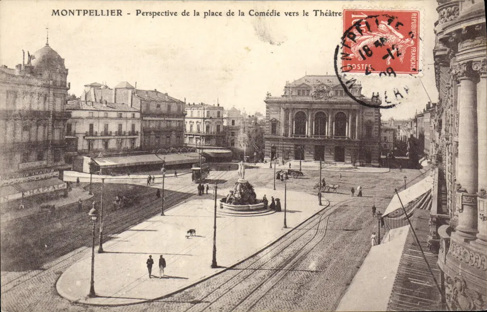 Montpellier - Ansicht der Place de la Comédie in Richtung Theater — Verlag Chapital - Vorderseite