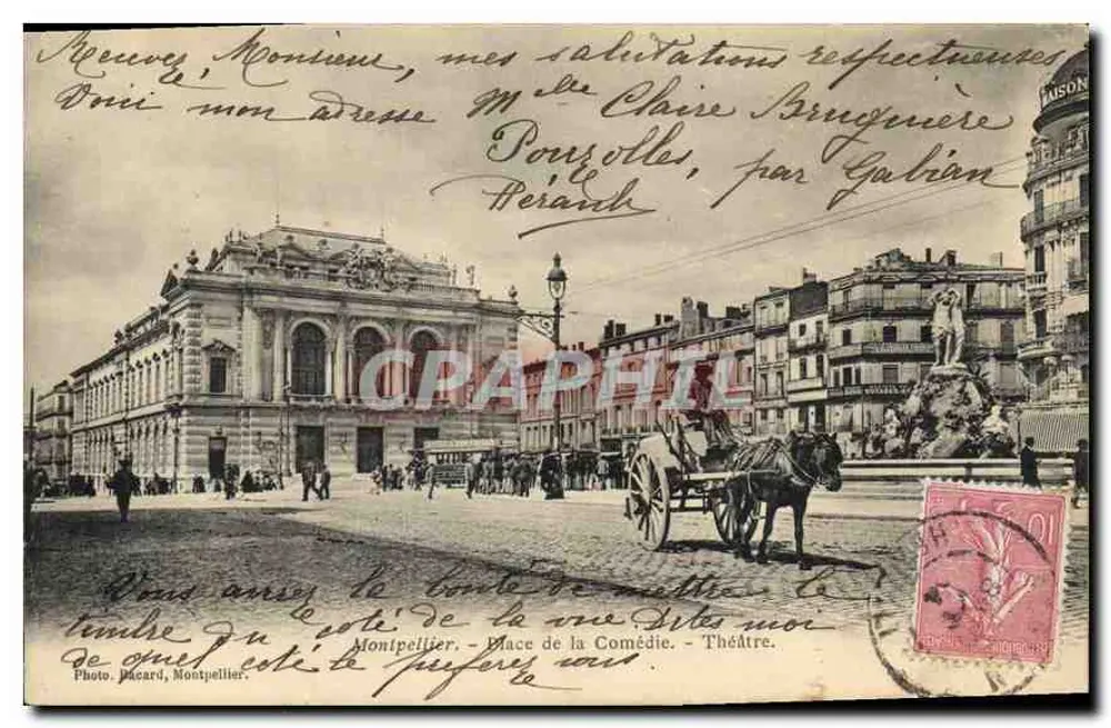 Montpellier — Place de la Comédie — Theater — Photo. Pacard, Montpellier - Vorderseite