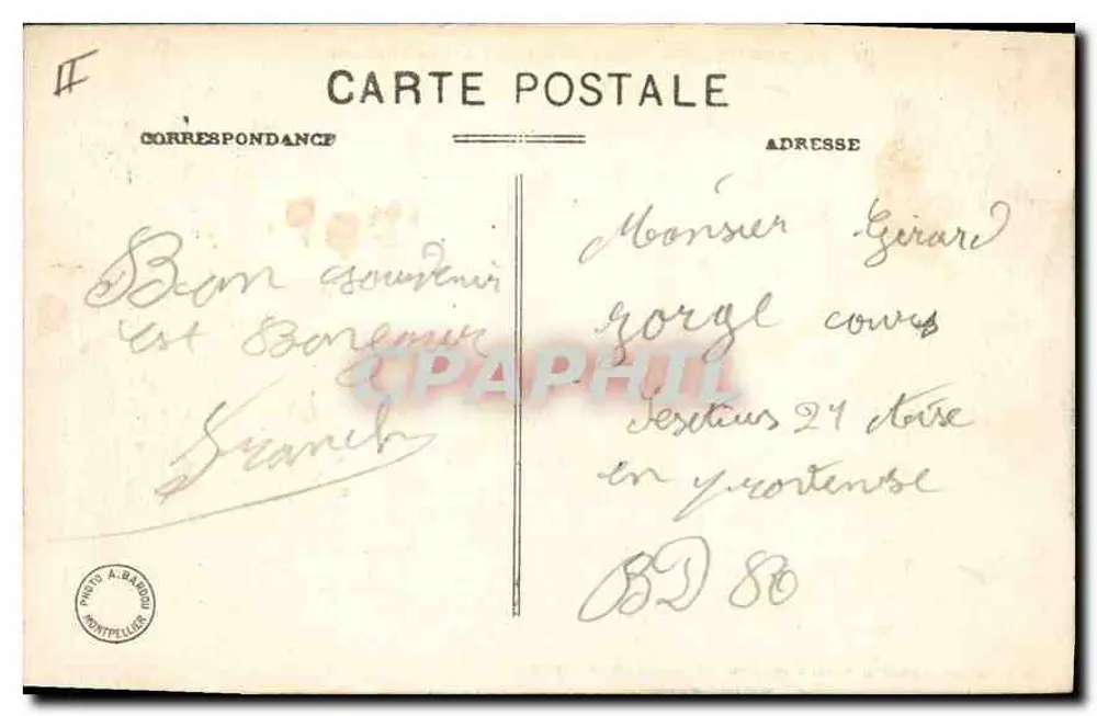Montpellier — Palácio de Justiça - Arco do Triunfo — Edição do Khédive - Verso
