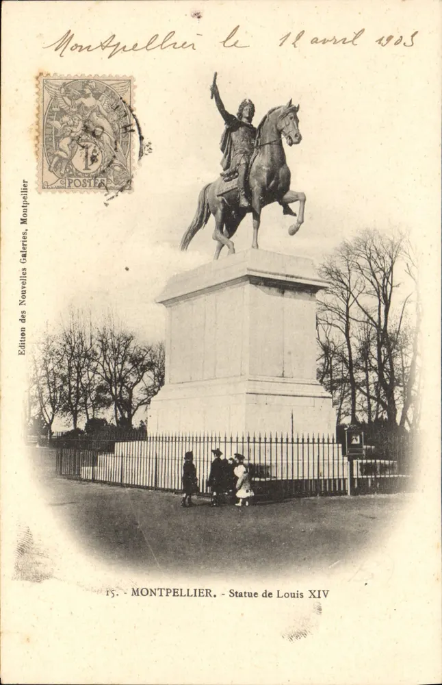 Montpellier - Estátua de Luís XIV — Edição das Nouvelles Galeries, Montpellier, n°15 - Frente