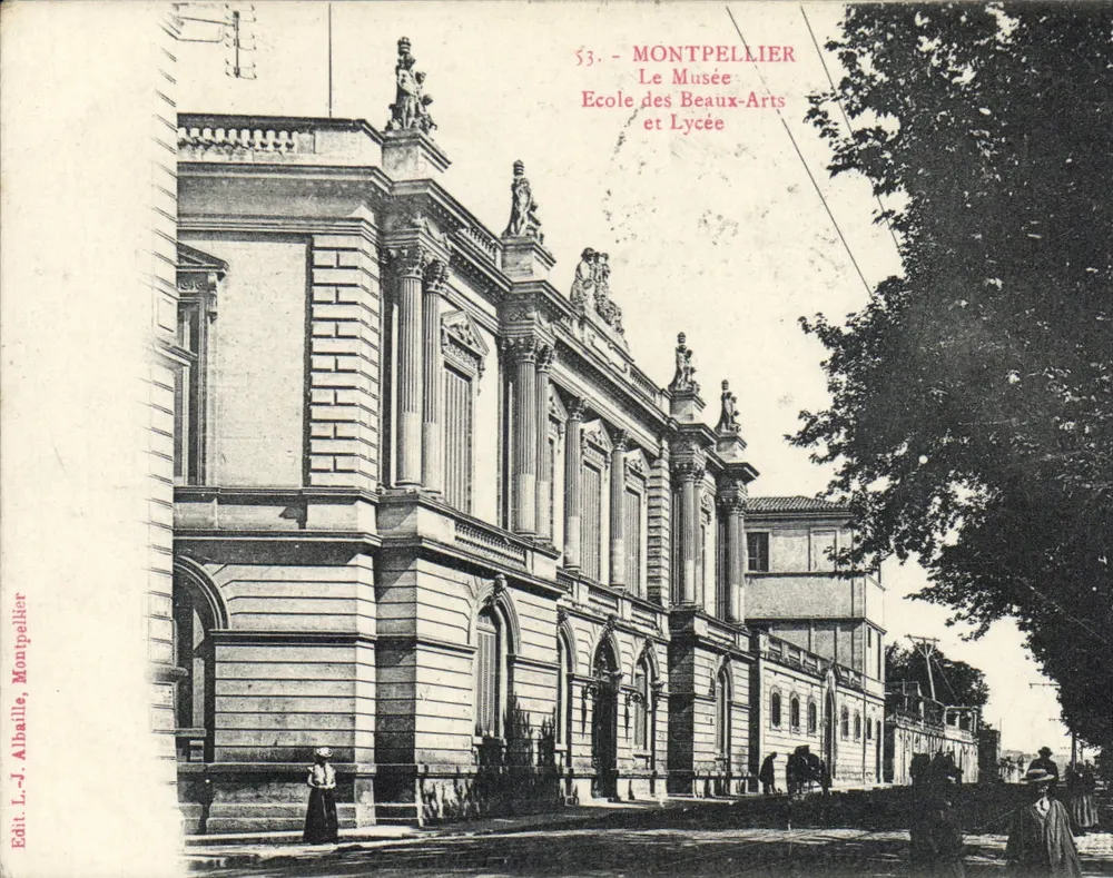 Montpellier — O Museu, Escola de Belas Artes e Liceu — Edit. L.-J. Albaillie, Montpellier - Frente