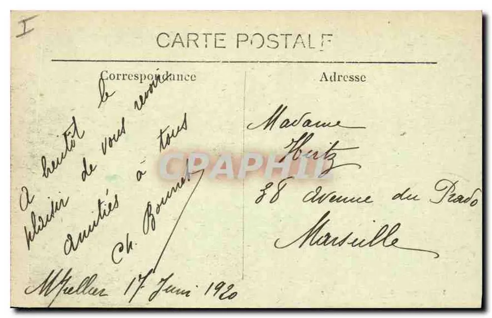 Montpellier — O Hotel das Correios e a Prefeitura — Fototipia A.B.C.D. Montpellier - Verso
