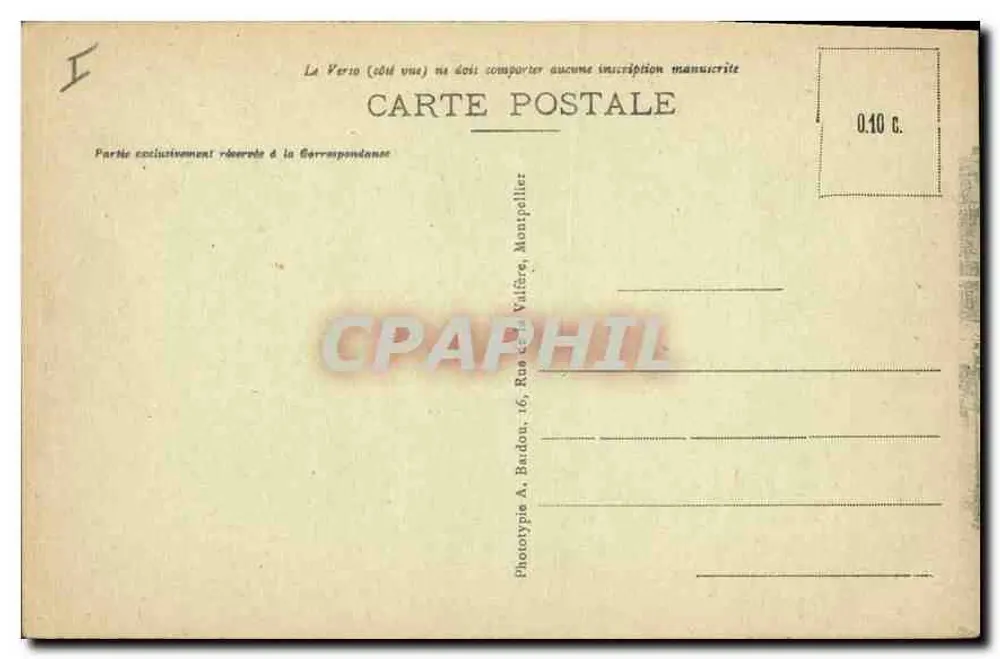 Montpellier - Place de la Comédie - L'Opéra — editor A. Baratzi, n°10 - Verso