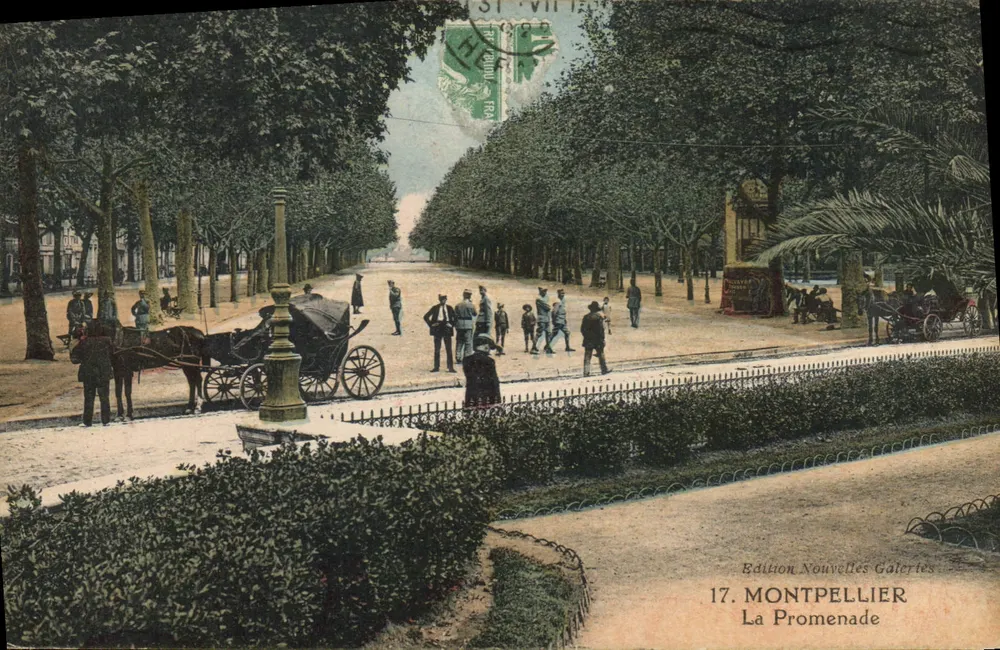 A Promenade — Montpellier — Edição Nouvelles Galeries, n°17 - Frente