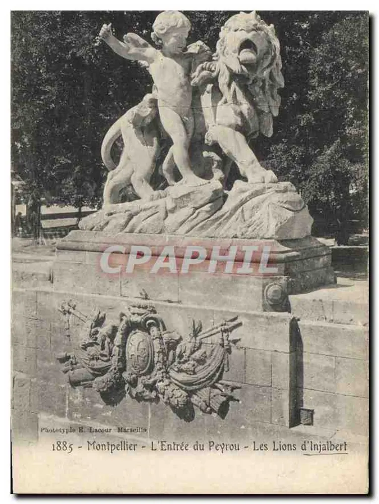 Die Löwen von Injalbert — Der Eingang zum Peyrou — Montpellier — Phototype R. Lacour — 1885 - Vorderseite
