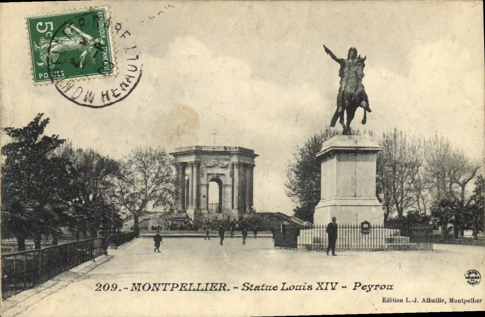 Montpellier — Estátua de Luís XIV — Peyron — Edição L.-J. Albaille, Montpellier - Frente