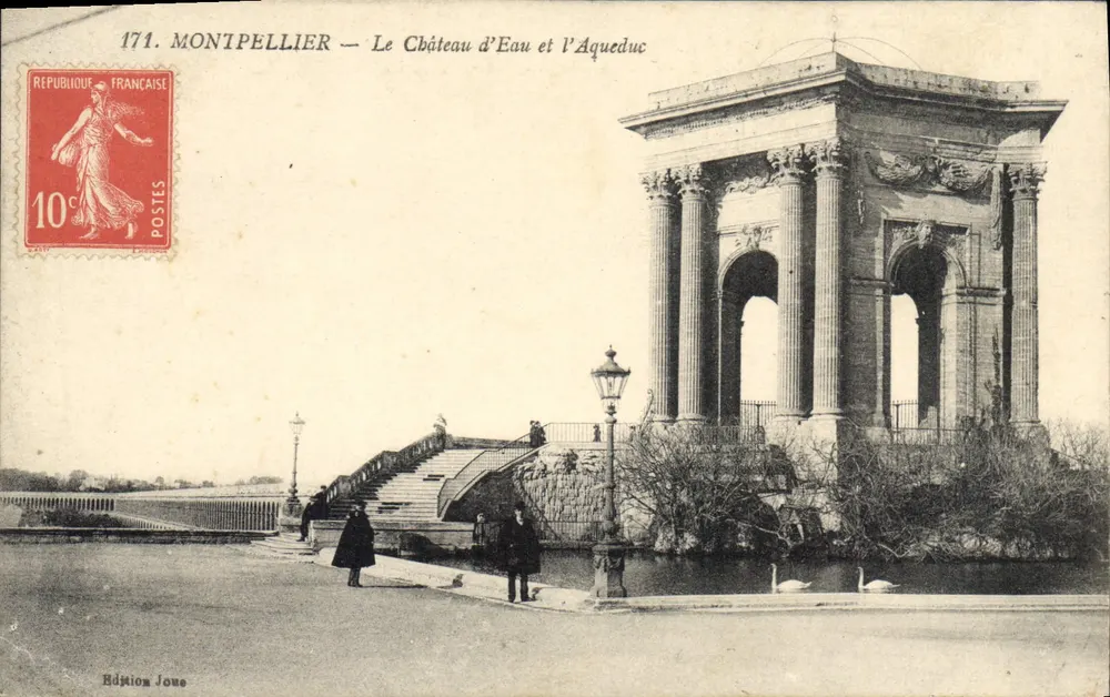 Montpellier — A Torre da Água e o Aqueduto — Edição Jouve - Frente