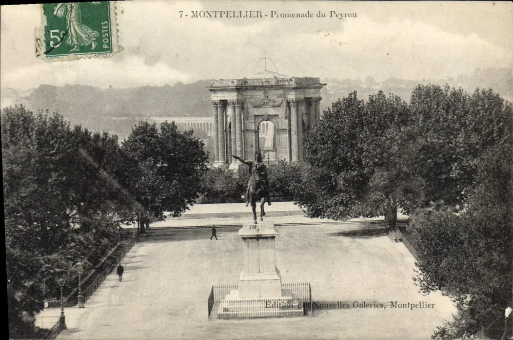 Montpellier — Promenade du Peyrou — wydawca Nowych Galerii, Montpellier, nr 7 - Awers