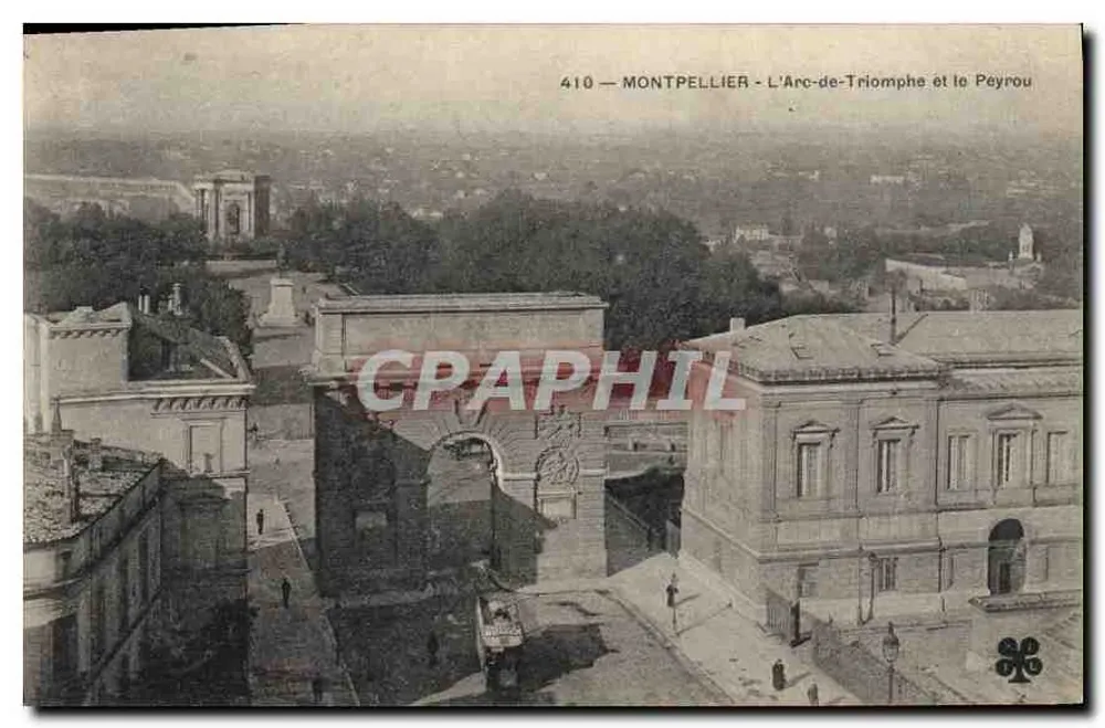 Montpellier — O Arco do Triunfo e o Peyrou — editor anônimo, n° 410 - Frente
