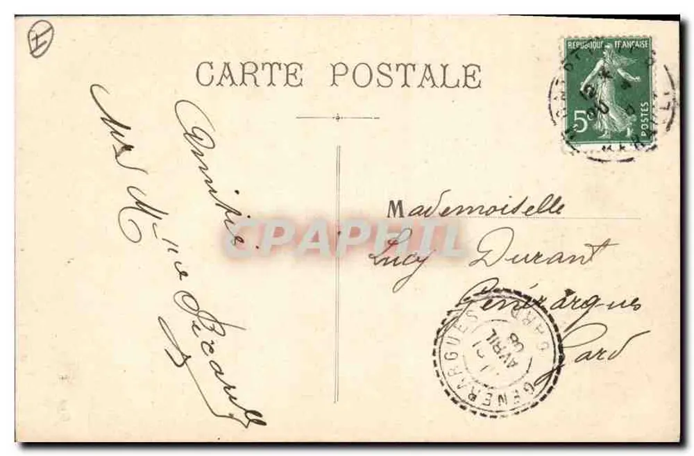 Montpellier — O Arco do Triunfo e o Peyrou — editor anônimo, n° 410 - Verso