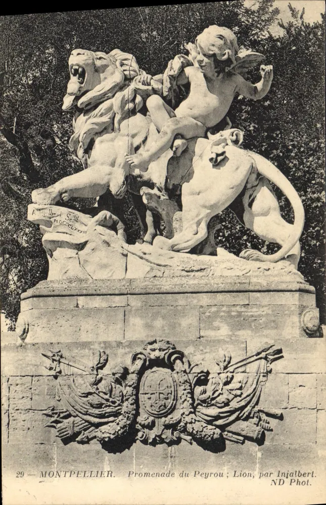 Montpellier — Promenade du Peyrou ; Löwe, von Injalbert — ND Fot. - Vorderseite