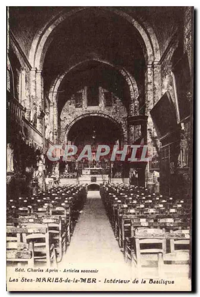 Les Saintes-Maries-de-la-Mer - Innenansicht der Basilika — Verlag Charles Aprin - Andenkenartikel - Vorderseite