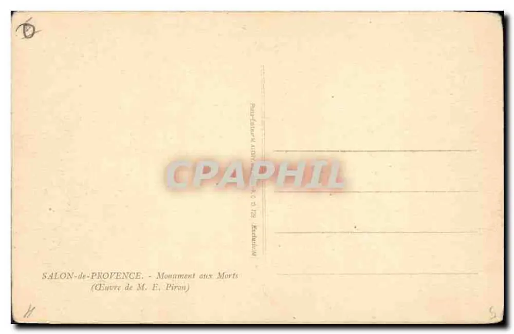 Salon-de-Provence — Gedenkstein für die Toten — Werk von M. E. Piron - Rückseite