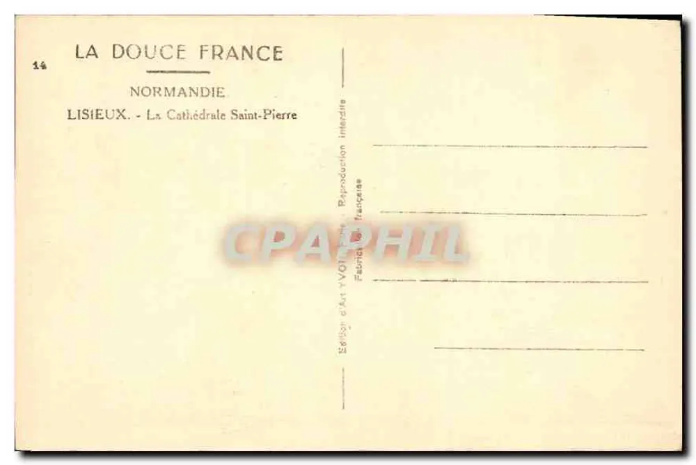 Lisieux - Die Kathedrale Saint-Pierre — Verlag Yvon, Nr. 14 - Rückseite