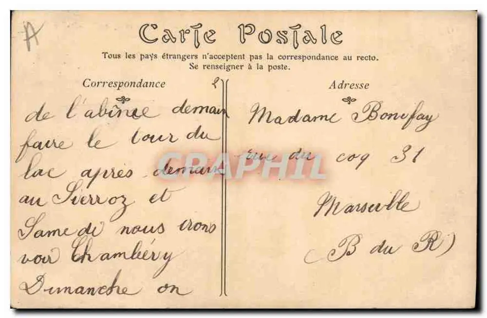 Aix-les-Bains — Het Kasteel van Roche — Uitgever: Aix-les-Bains, n° 117 - Achterkant