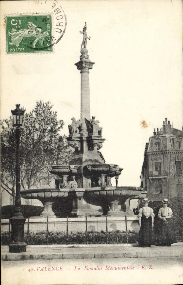Valence — Monumentalna fontanna — E.R. - Awers