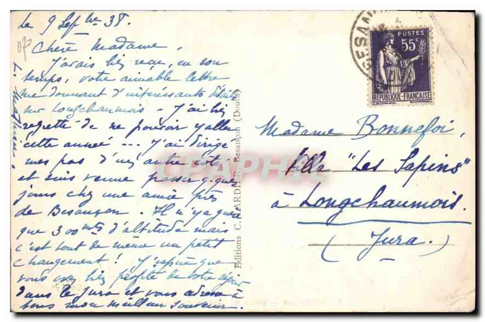 Besançon — Estátua do Cardeal de Gránvelle — Helbey - Verso