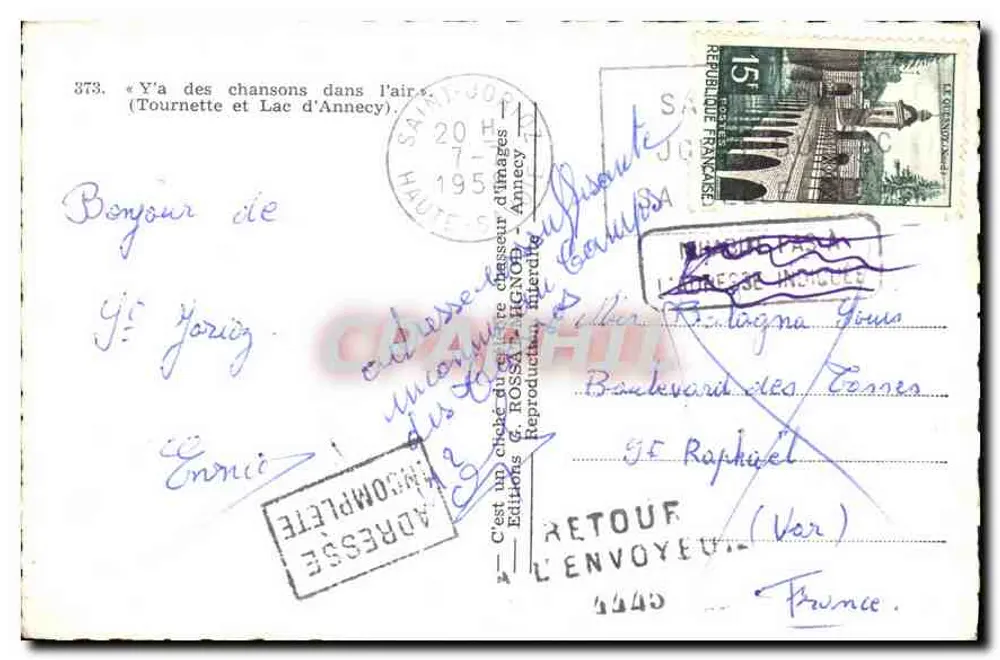 See Annecy — Mont Blanc — Éditions & Rossa HGNOD - Rückseite