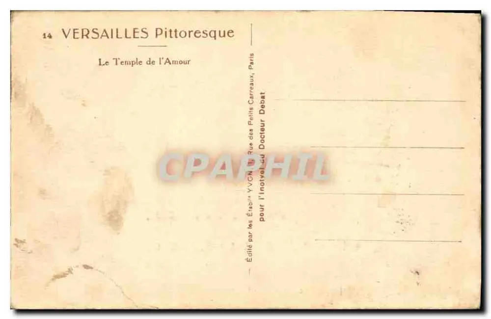 Versailles — O Templo do Amor — YVOIT - Verso