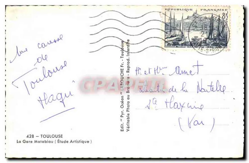 La Gare Matabiau — Toulouse — Verlag LaBouche Fr. n°428 - Rückseite