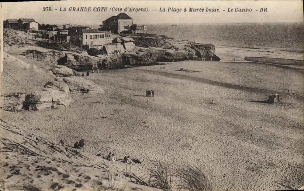 La Grande Côte (Côte d'Argent) — Die Strand bei Ebbe — Das Casino — BR. — N° 279 - Vorderseite