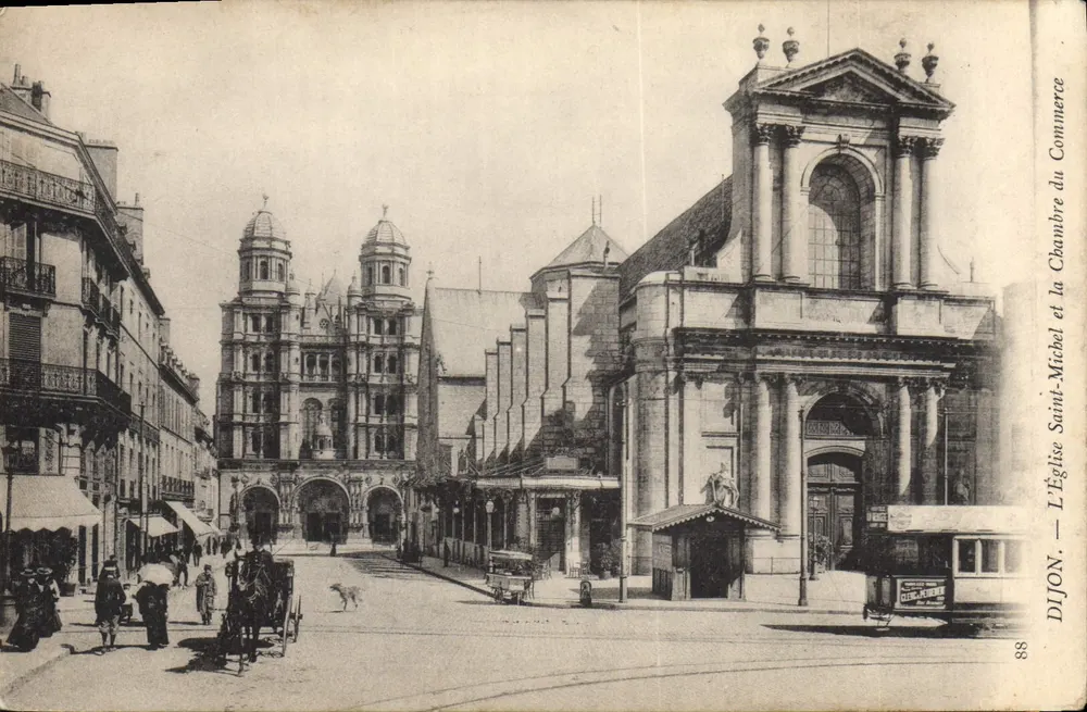 Dijon — Kirche Saint-Michel und das Handelsamt - Vorderseite