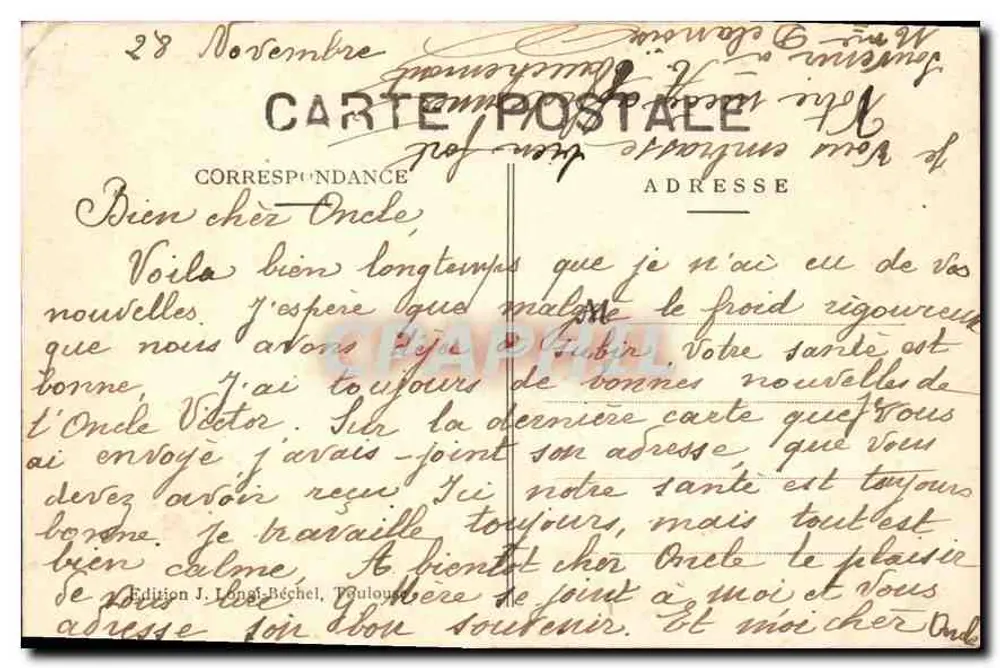 Toulouse — Quartel Geral — Édition J. Léon-Béchel - Verso