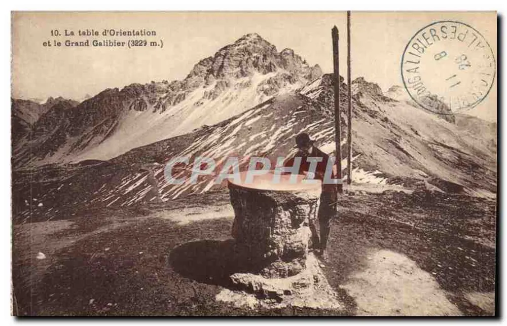 A mesa de orientação e o Grande Galibier (3229 m.) — Mollaret, Alpes - Frente
