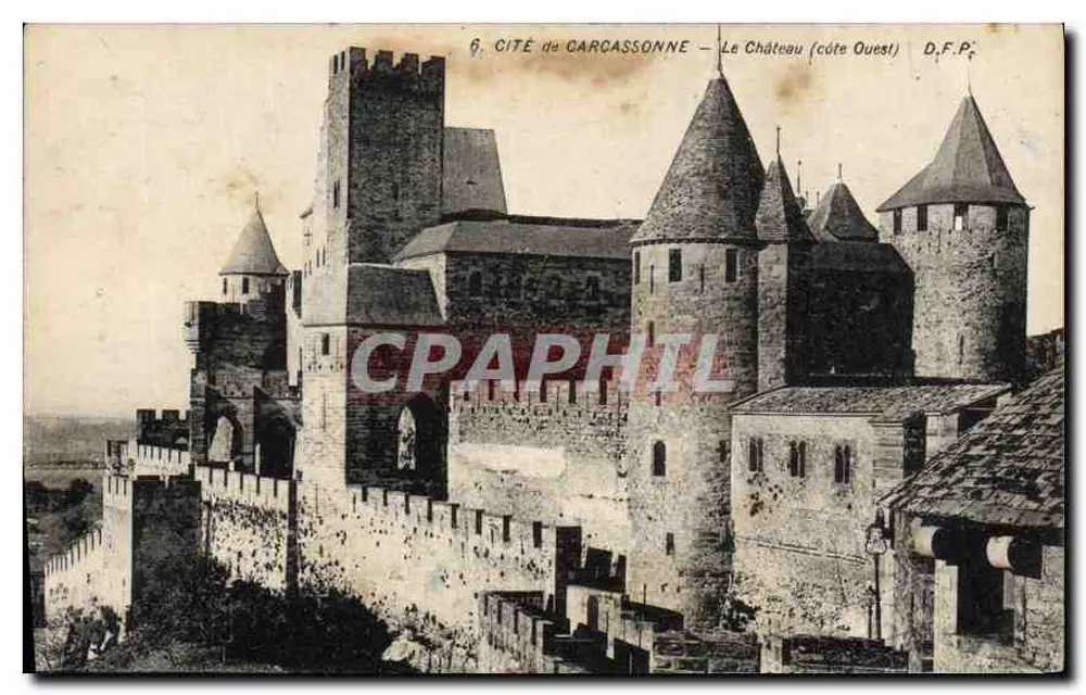 Città di Carcassonne — Il Castello (lato Ovest) — D.F.P. - Recto