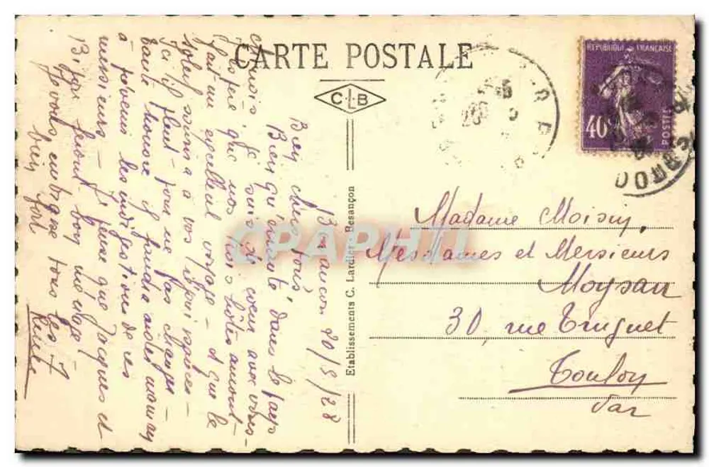 Besançon-les-Bains — Porta Cortada — C. B. (editor) - Verso