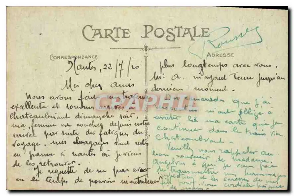 NANTES — Jardim do Museu Dobrée — Bilhete postal antigo n°519 - Verso