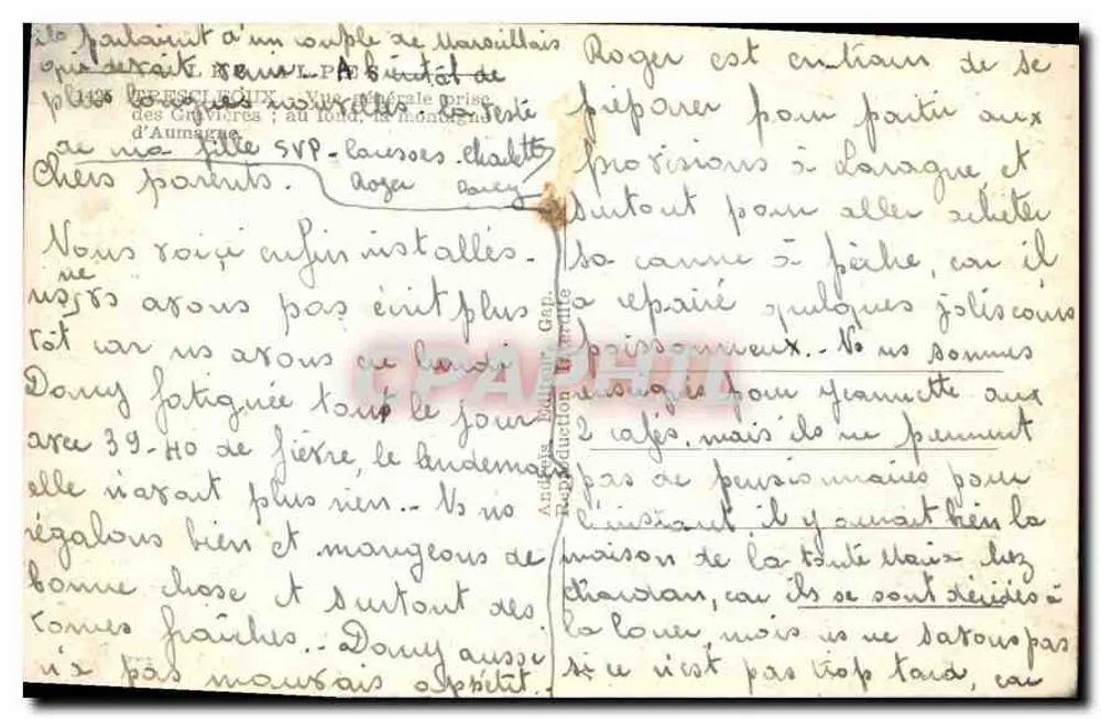 Vila encaixada nas montanhas — Editor: Andréa, Editor de Cartas Postais, n° 1135 - Verso