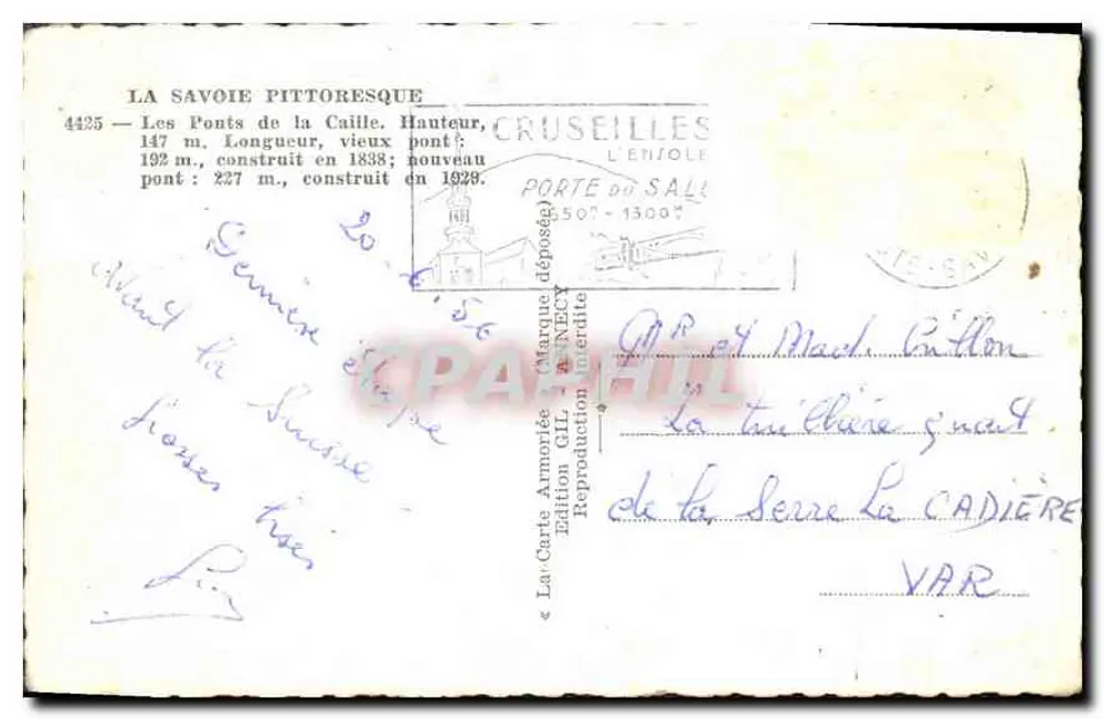 Die Brücken von La Caille — Haute-Savoie — Edition Gil - Rückseite