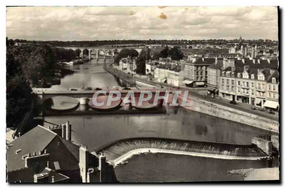 Panorama de Mayenne — vista da Mayenne e dos quais — Éditions René Gallais, Mayenne - Frente