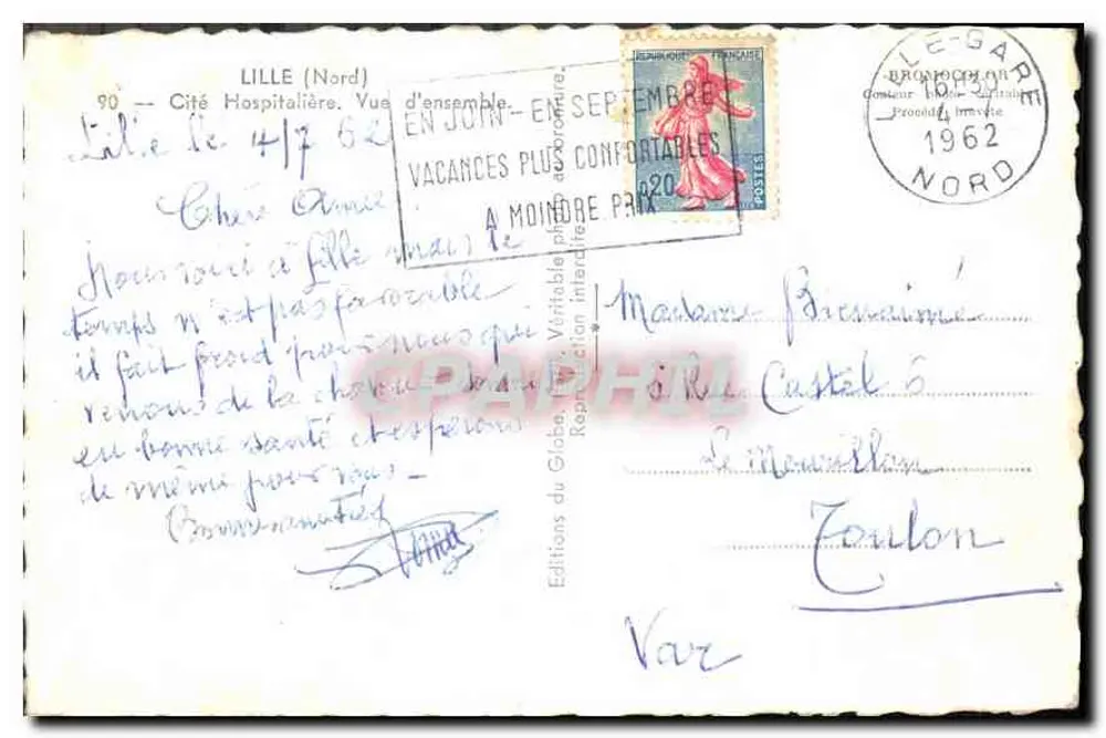 Cité Hospitalière de Lille (Nord) — Übersicht — Éditions du Globe - Rückseite