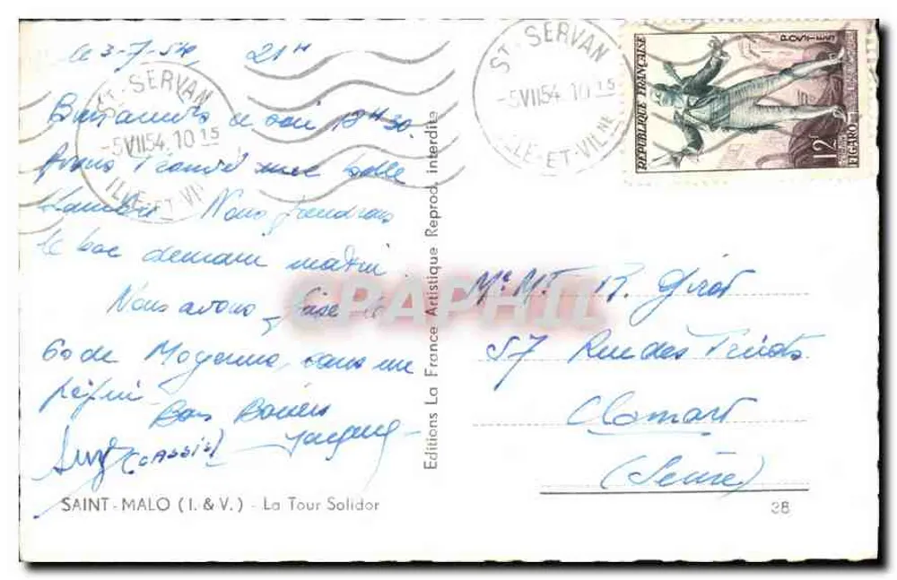 Saint-Malo (I.&V.) — Torre Solidor — Éditions La France Reproductique - Verso