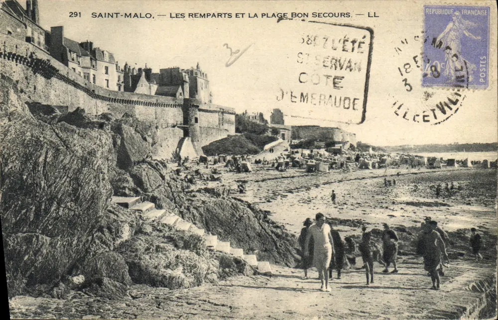 Saint-Malo — Die Mauern und der Strand Bon Secours — LL n°291 - Vorderseite