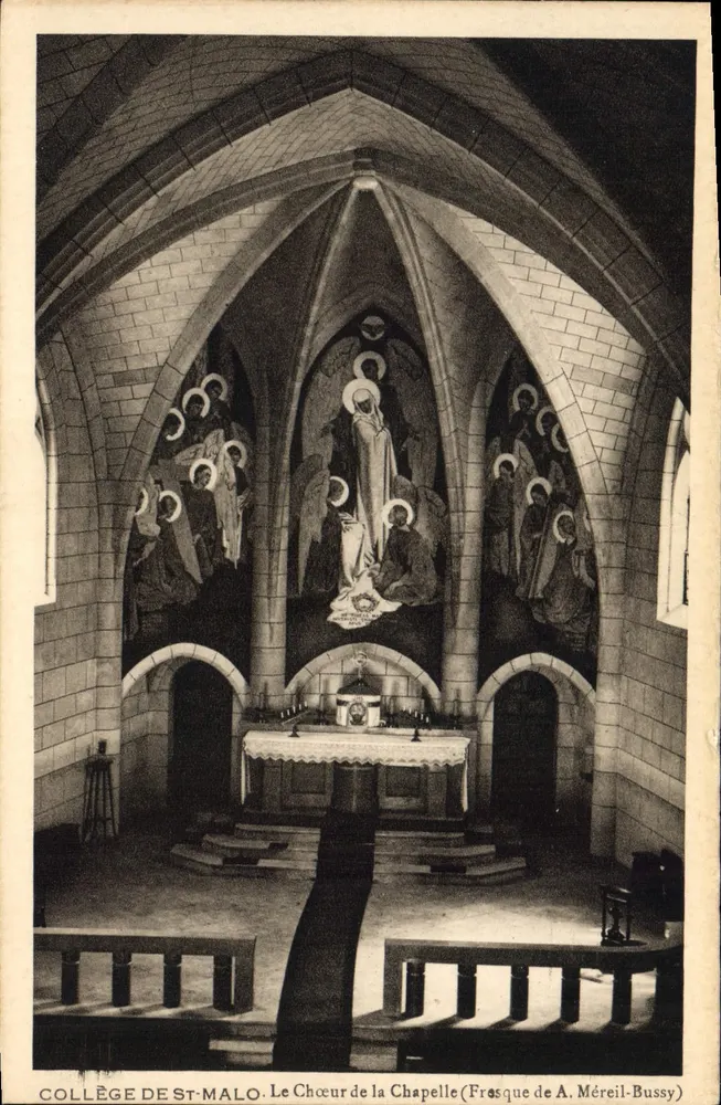 Collège von St-Malo — Der Chor der Kapelle — Fresko von A. Méreil-Bussy - Vorderseite