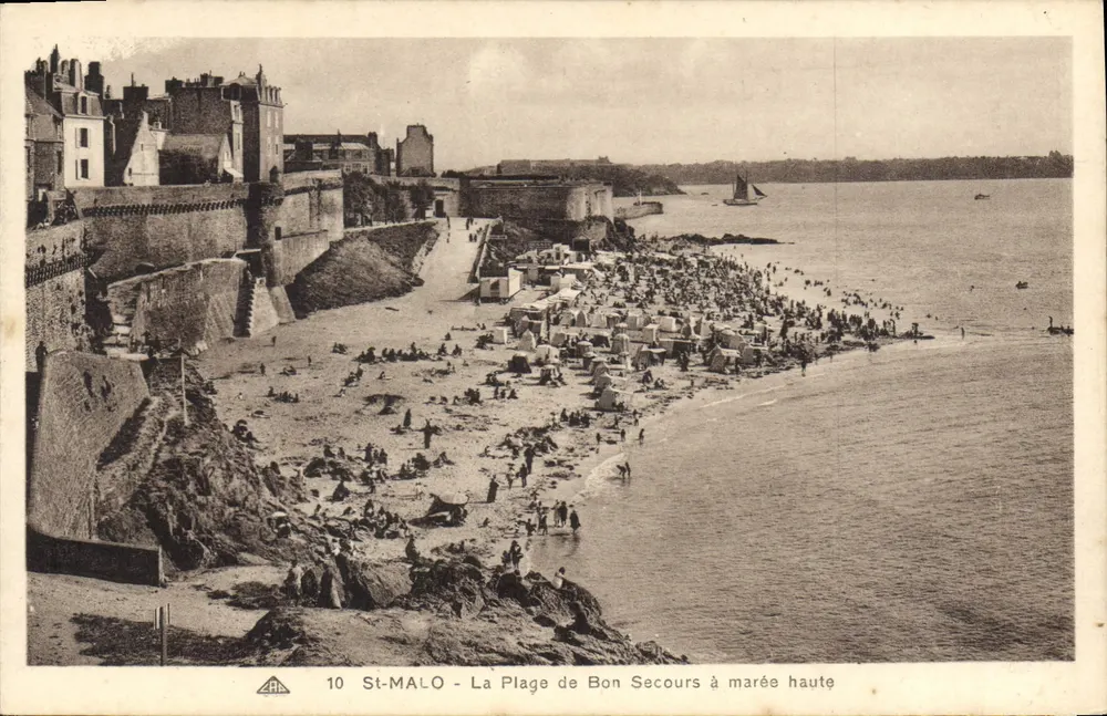 St-Malo - Die Strand von Bon Secours bei Ebbe — Verlag C° Atlantique des Arts Photodécaniques, Straßburg, Nr. 10 - Vorderseite