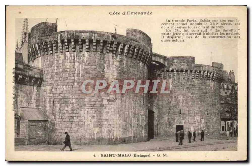 Saint-Malo (Bretagne) — Die Grande Porte und die beiden massiven Türme — G. M. - Vorderseite
