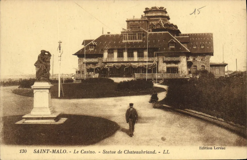 Saint-Malo - Das Casino - Statue von Chateaubriand - Ausgabe Leréec n°130 - Vorderseite