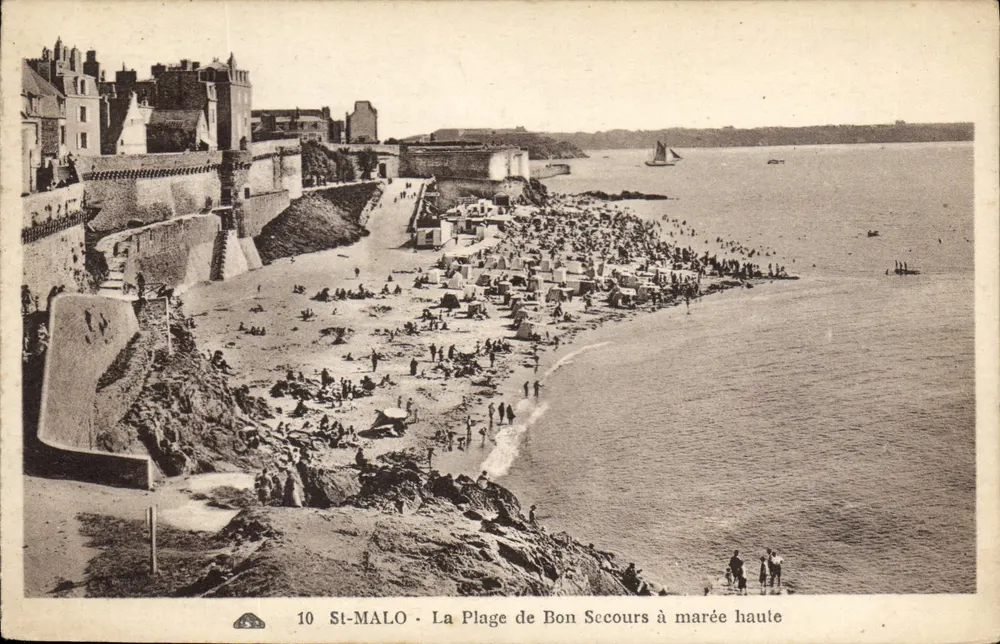 St-Malo - Ansicht der Strand von Bon Secours bei Ebbe — Verlag 'Ancienne des Arts Photographiques, Strasbourg' Nr. 10 - Vorderseite